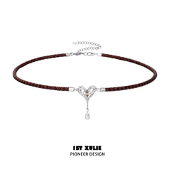 1ST XULIE "Rose Believer" Gothic Rose Cross Choker Necklace in 925 Sterling Silver - Detail Shot