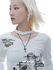 1ST XULIE "Taboo Rose" Gothic Rose Sword Necklace in Platinum Plated - Side View