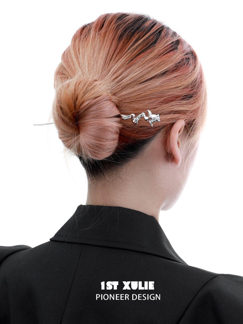1ST XULIE "Taboo Rose" Gothic Rose Tassel Hairpin in Rhodium - Full Length Product View