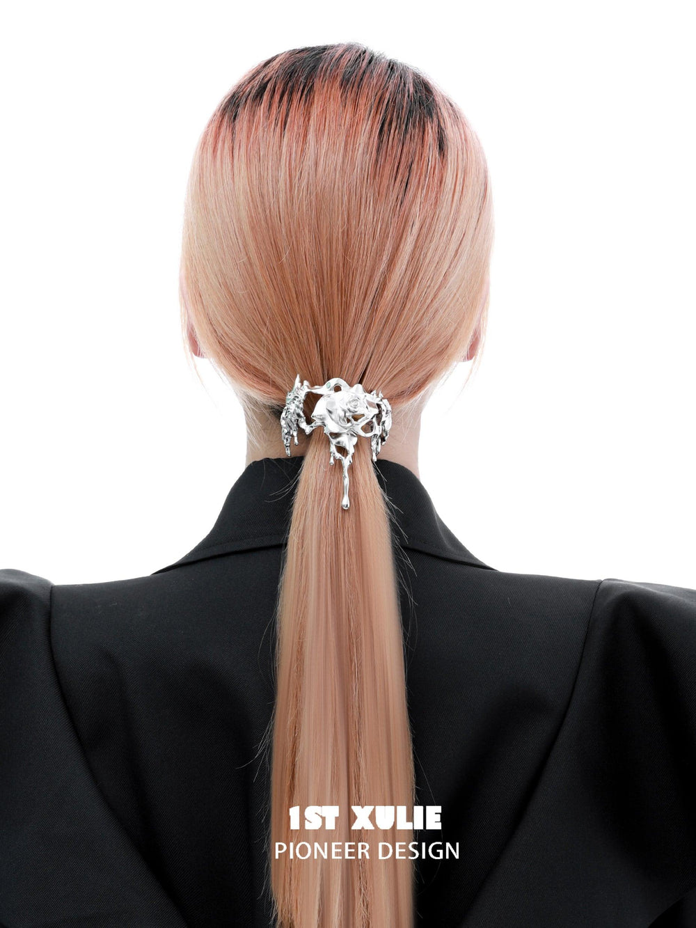 1ST XULIE "Taboo Rose" Gothic Rose Tassel Hairpin in Rhodium - Detachable Feature View