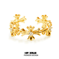 1ST XULIE "Rose Believer" Gothic Rose Thorn Ring in 24k Gold Plated S925 Sterling Silver - Product View