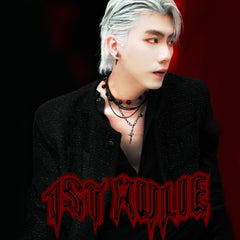 1ST XULIE "Taboo Rose" Gothic Scarlet Rose Burial Necklace in Rhodium Plated - On Model