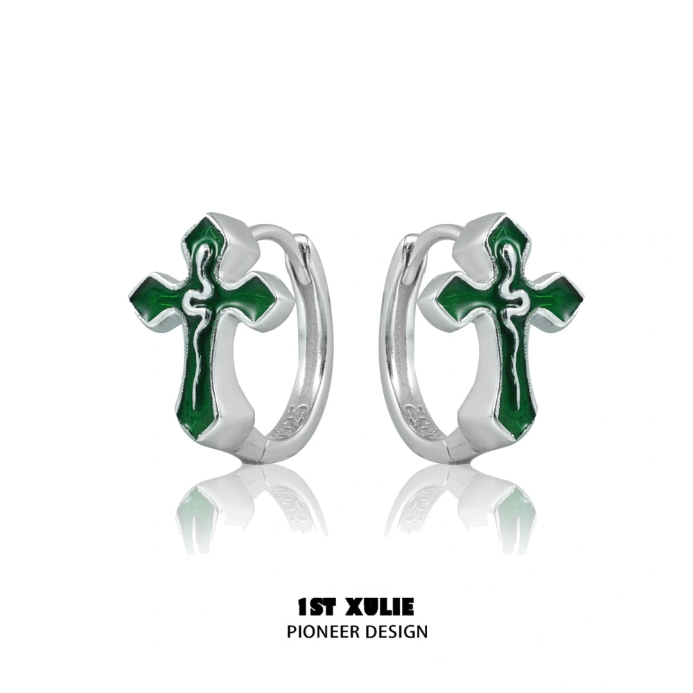 1ST XULIE "Snake Bite" Gothic Snake & Cross Asymmetrical Earrings in 925 Sterling Silver - Packaging View