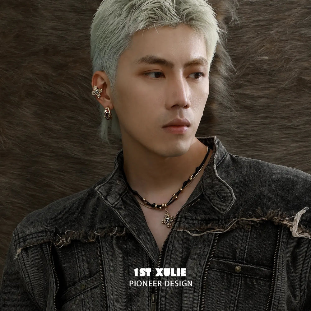 1ST XULIE "Sinfulness" Gothic Vintage Skull Choker Necklace in 18K Gold Plated Brass - Lifestyle Shot