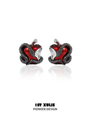 1ST XULIE "Forbidden Love" Gothic Viper's Apple Stud Earrings in 18K Black Gold Plated Brass - Product View