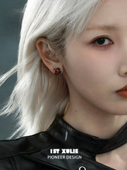 1ST XULIE "Forbidden Love" Gothic Viper's Apple Stud Earrings in 18K Black Gold Plated Brass - Side View