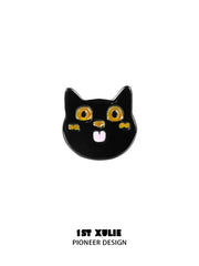 1ST XULIE Jewelry "Graffiti Kitten" Asymmetrical Graffiti Cat Stud Earrings in 925 Sterling Silver - Lifestyle Shot