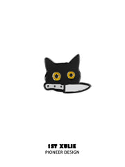 1ST XULIE Jewelry "Graffiti Kitten" Asymmetrical Graffiti Cat Stud Earrings in 925 Sterling Silver - Packaging View