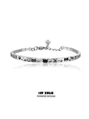 1ST XULIE "Graffiti Kitten" Graffiti Kitten Bracelet in 925 Sterling Silver - Product View