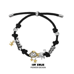 1ST XULIE "Graffiti Kitten" Charm Rope Bracelet in Nylon - On Model