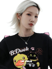 1ST XULIE "Graffit Kitten & Puppy" Necklace in 925 Sterling Silver - Side View