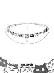1ST XULIE "Graffiti Kitten" Statement Choker Necklace in Platinum Plated - On Model