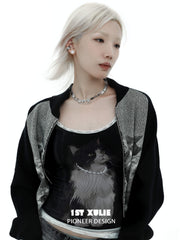 1ST XULIE "Graffiti Kitten" Statement Choker Necklace in Platinum Plated - Texture Detail