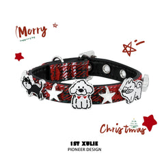 1ST XULIE "MERRY CHRISTMAS 2024" Festive Graffiti Puppy Layered Charm Bracelet in Leather and Brass - Product View