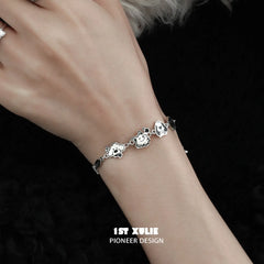 1ST XULIE "Graffiti Puppy" Leather Charm Bracelet in Platinum Plated Finish - Detail Shot