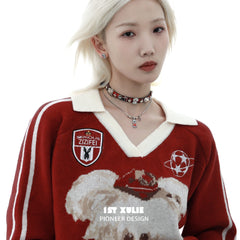 1ST XULIE "MERRY CHRISTMAS 2024" Graffiti Puppy Leather Choker Necklace in Leather and Rhodium Plated Brass - Back View