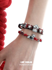 1ST XULIE "Graffiti Puppy" Rope Charm Bracelet in Platinum Plated Brass - Product View from Angle