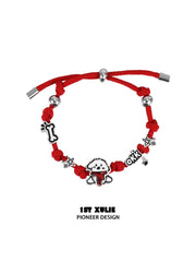 1ST XULIE "Graffiti Puppy" Rope Charm Bracelet in Platinum Plated Brass - Adjustable Clasp Detail