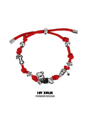 1ST XULIE "Graffiti Puppy" Rope Charm Bracelet in Platinum Plated Brass - Full Product View