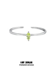 1ST XULIE "Cuties' Appleland" Dainty Green Apple Stacking Open Ring in 925 Sterling Silver - Product View