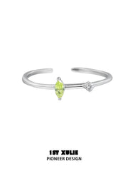 1ST XULIE "Cuties' Appleland" Dainty Green Apple Stacking Open Ring in 925 Sterling Silver - On Model