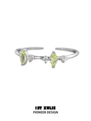 1ST XULIE "Cuties' Appleland" Dainty Green Apple Stacking Open Ring in 925 Sterling Silver - On Model Close Up