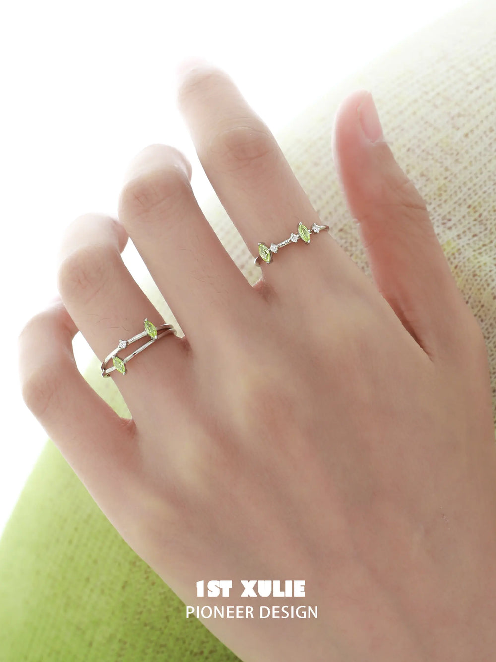 1ST XULIE "Cuties' Appleland" Dainty Green Apple Stacking Open Ring in 925 Sterling Silver - Packaging View