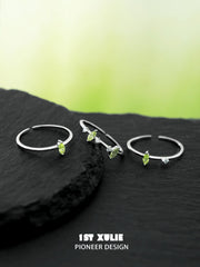 1ST XULIE "Cuties' Appleland" Dainty Green Apple Stacking Open Ring in 925 Sterling Silver - Side View