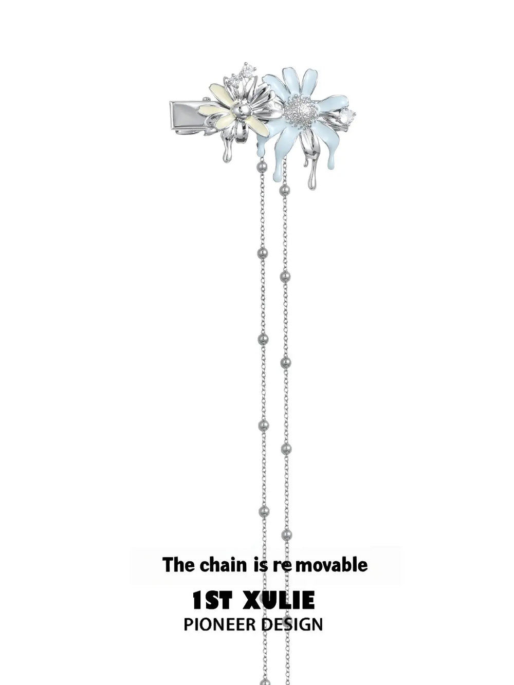 1ST XULIE Jewelry "DAISY" Hand-Painted Daisy Hair Cuff in Enamel - Angle View 2