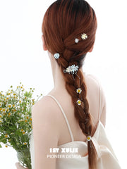 1ST XULIE Jewelry "DAISY" Hand-Painted Daisy Hair Cuff in Enamel - Lifestyle Shot