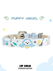1ST XULIE "Angel Cuties" Hand-Painted Kitten & Puppy Leather Charm Bracelet in 18K Gold Plated Brass - Lifestyle Shot
