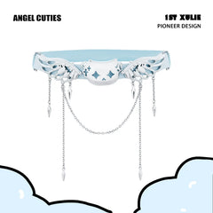 1ST XULIE "Angel Cuties" Heart Buckle Leg Garter & Choker in Ultra-Fiber Leather - Product View