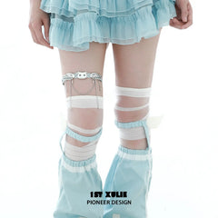 1ST XULIE "Angel Cuties" Heart Buckle Leg Garter & Choker in Ultra-Fiber Leather - Side View