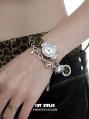 1ST XULIE "Immortal Lover" Iced Out Moissanite Watch Bracelet in Platinum Plated - Detail Shot