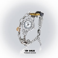 1ST XULIE "Immortal Lover" Iced Out Moissanite Watch Bracelet in Platinum Plated - Product View