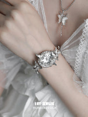 1ST XULIE "Immortal Lover" Iced Out Moissanite Watch Bracelet in Platinum Plated - On Model