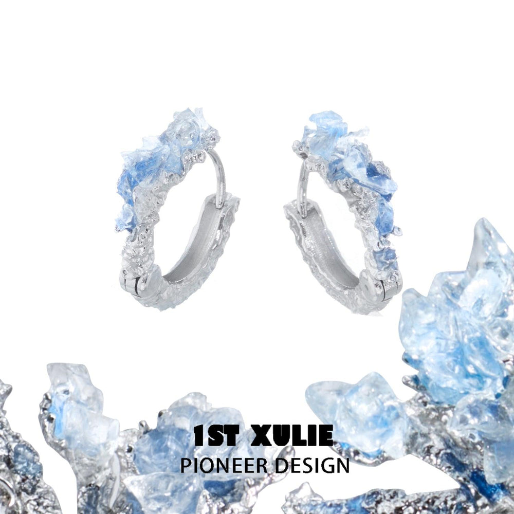 1ST XULIE "Ice Age" Statement Icicle Crystal Dangle Earrings in Platinum Plated Finish - Product View