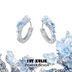 1ST XULIE "Ice Age" Statement Icicle Crystal Dangle Earrings in Platinum Plated Finish - Product View
