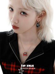 1ST XULIE "CANDLELIGHT GHOST" Interchangeable Ghost Cat Charm Necklace in Platinum Plated - All Four Charms View