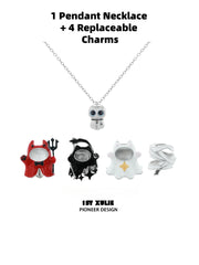 1ST XULIE "CANDLELIGHT GHOST" Interchangeable Ghost Cat Charm Necklace in Platinum Plated - Packaging View