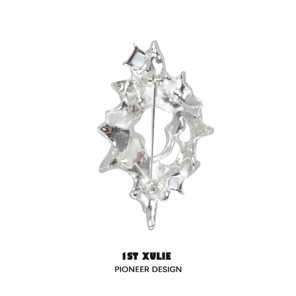 1ST XULIE "Frozen Serpent Girl" Intricate Serpent Queen Brooch in Platinum Plated - Back View