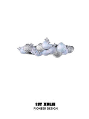 1ST XULIE Jewelry "ATLANTIS" Iridescent Seashell Hair Clips in Rhodium Plated Brass - Back View