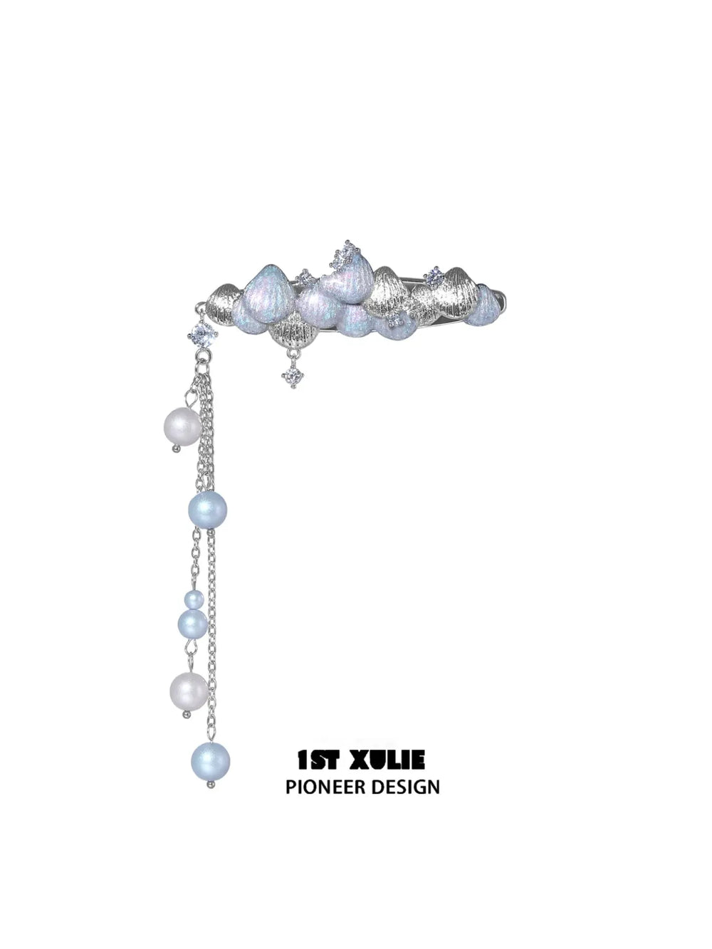 1ST XULIE Jewelry "ATLANTIS" Iridescent Seashell Hair Clips in Rhodium Plated Brass - Packaging View