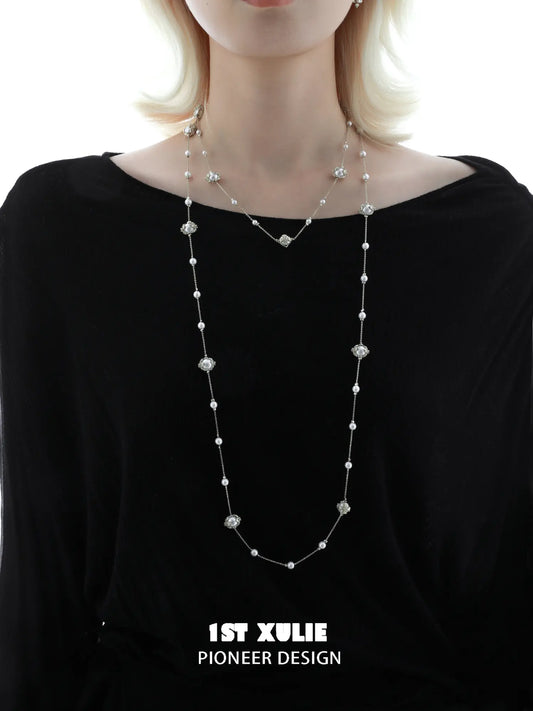 1ST XULIE Jewelry "Bastet" Vintage Iris Pearl Statement Pendant Necklace - Angle 1