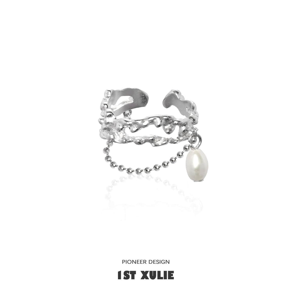 1ST XULIE "Tears of Mermaid" Irregular Mermaid Tear Adjustable Open Ring in 925 Sterling Silver - Product View