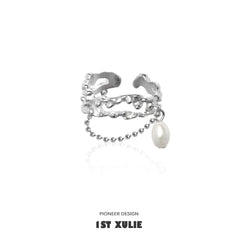 1ST XULIE "Tears of Mermaid" Irregular Mermaid Tear Adjustable Open Ring in 925 Sterling Silver - Product View