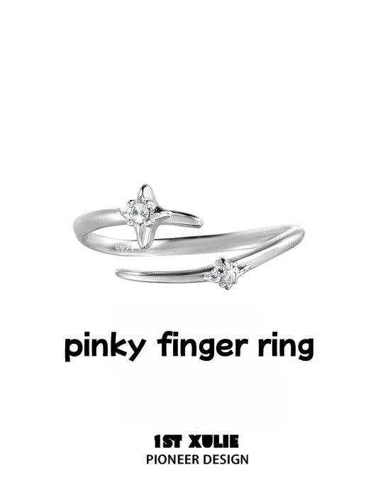 1ST XULIE "Silver Angel" Irregular Twisted Adjustable Stacking Ring Set in 925 Sterling Silver - On Model Style Shot