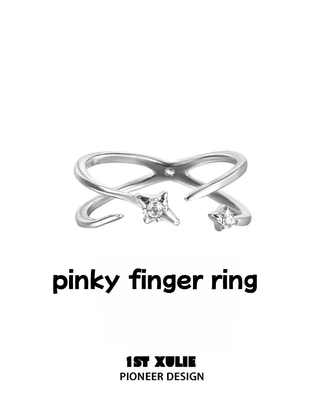 1ST XULIE "Silver Angel" Irregular Twisted Adjustable Stacking Ring Set in 925 Sterling Silver - Packaging View