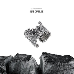 1ST XULIE "Daybreak" Dark Style Irregular Zirconia Statement Ring in 925 Sterling Silver - On Model