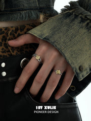 1ST XULIE "Immortal Lover" Jigsaw Puzzle Adjustable Open Ring in 925 Sterling Silver - On Model Close-Up